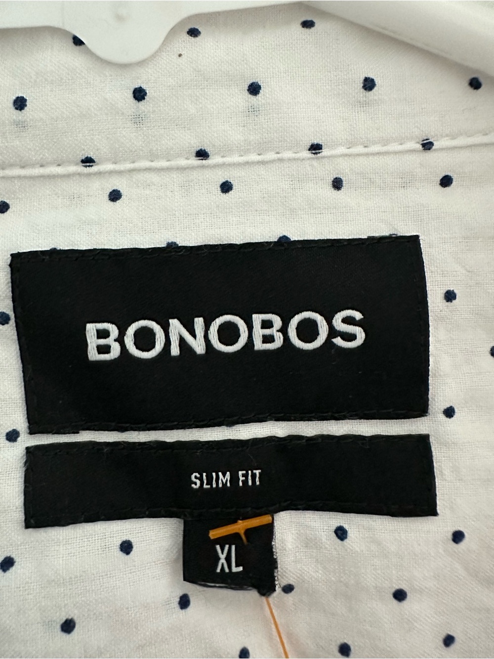 White Bonobos' signature Riviera Short Sleeve Shirt Black polka dots XL - Picture 3 of 4